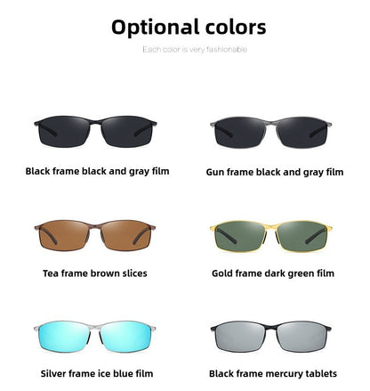 Óculos de Sol Polarizados com Armação de Metal e Lentes Fotocromáticas, Visão Noturna, Adequados para Esportes, Ciclismo, Pesca, Condução e Acampamento