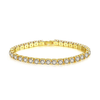 Pulseira de Tênis Feminina de Zircônia 4mm, Cristais, Designer, Corrente Fina, Joia de Casamento