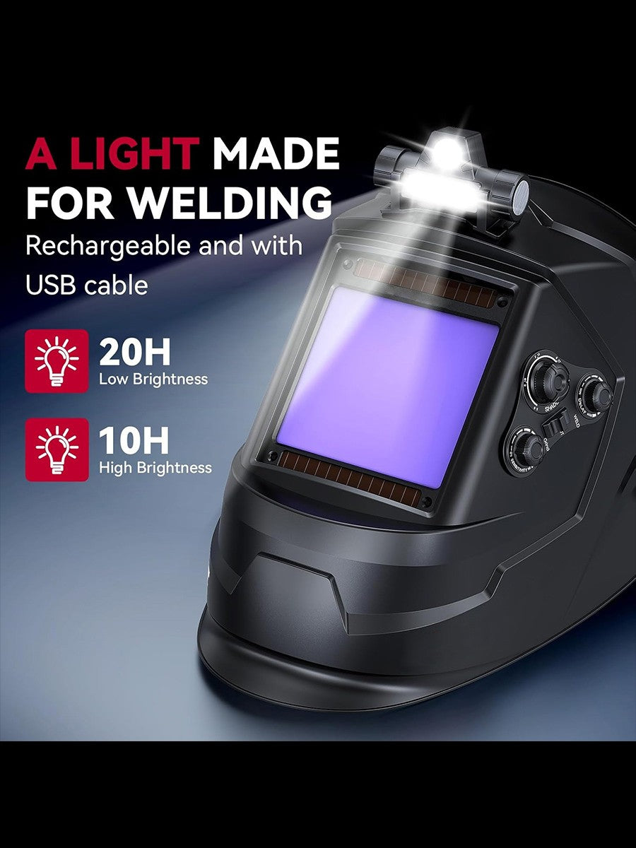 Capacete de solda automático de visão ampla com escurecimento automático, tonalidade 4-9/9-13 para corte e desbaste TIG MIG ARC