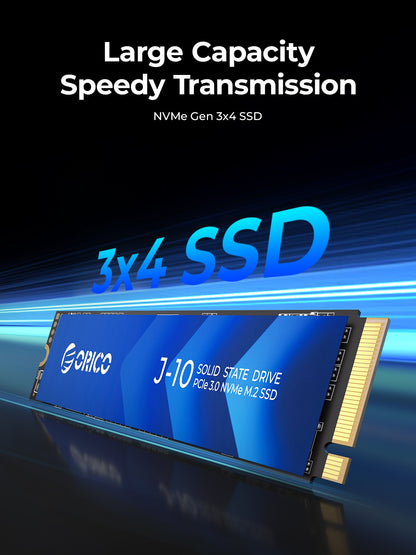 SSD NVMe PCIe 3.0 Gen3 x4 NVMe SSD 3500Mbps M.2 M Key 2280mm 1TB ORICO J10 com Colete de Resfriamento