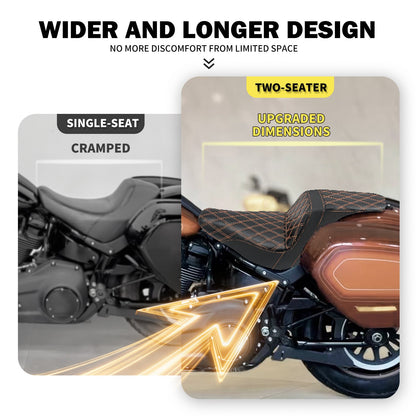 Banco Duplo de Moto para Piloto e Garupa Almofada Dianteira Traseira para Harley Softail Sport Glide FLSB Low Rider FXLR FXLRS 2018 em Diante