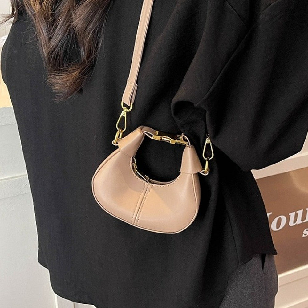 Simple Y2K Pu Leather Handbag Solid Color Minimalist Style Crossbody Bag Coin Purses Half-moon Crescent Bag Ladies