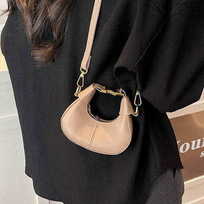 Simple Y2K Pu Leather Handbag Solid Color Minimalist Style Crossbody Bag Coin Purses Half-moon Crescent Bag Ladies