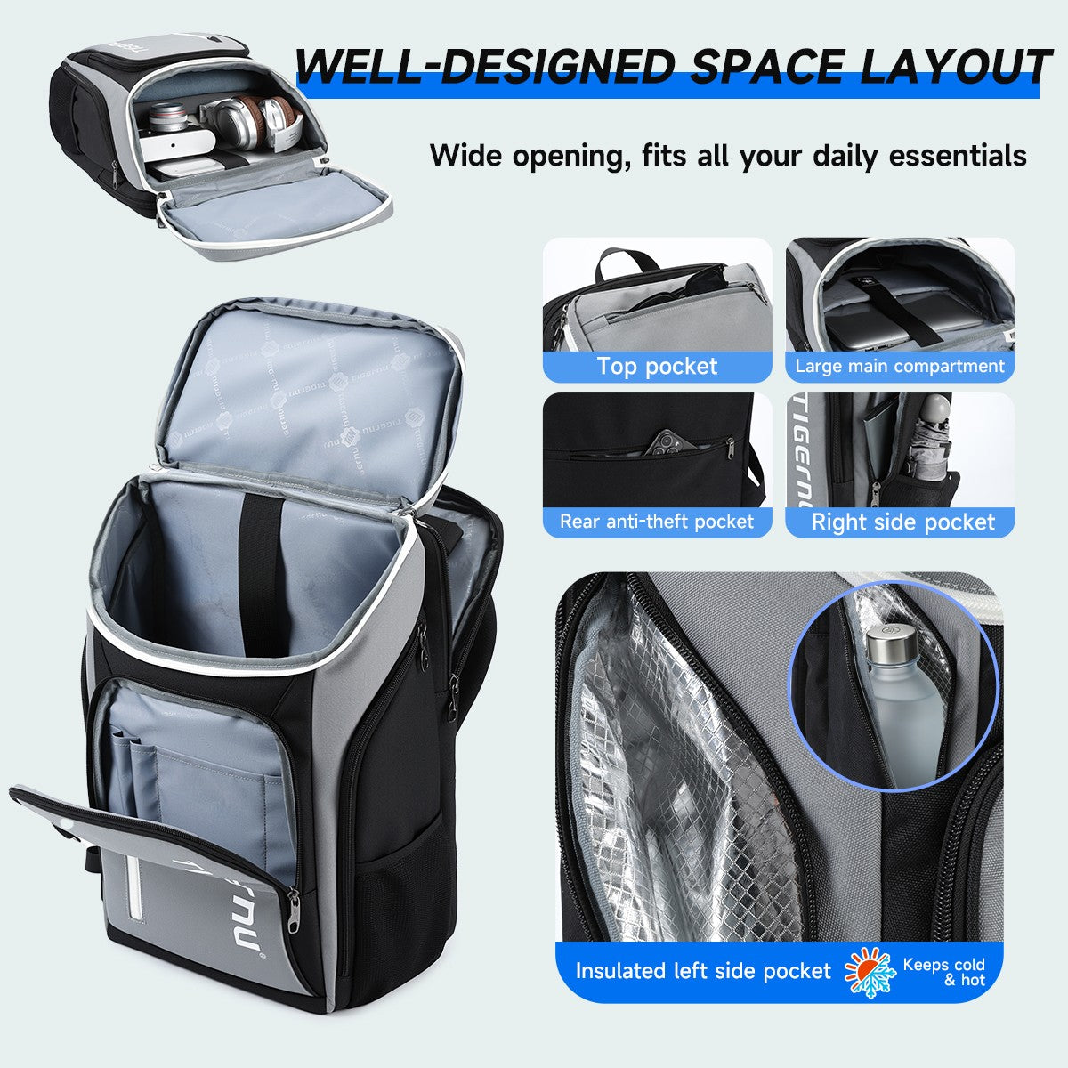 Tigernu Sport Backpacks Men Bags Outdoor Backpack For Badminton Bags Male Casual Backpack For Travel Schoolbags Hiking Knapsack