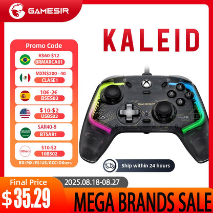 GameSir Kaleid Xbox Controller Wired Gamepad for Xbox Series X, Xbox Series S, Xbox One game console, with Hall Effect Joystick