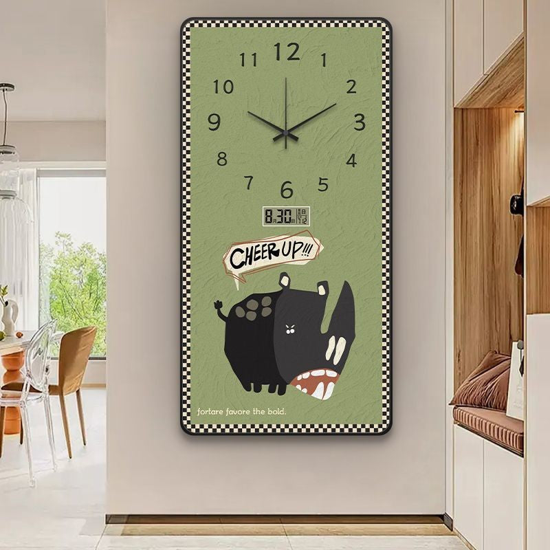 Perpetual calendar living room wall clock, French retro style, silent home electronic time clock, wall hanging painting