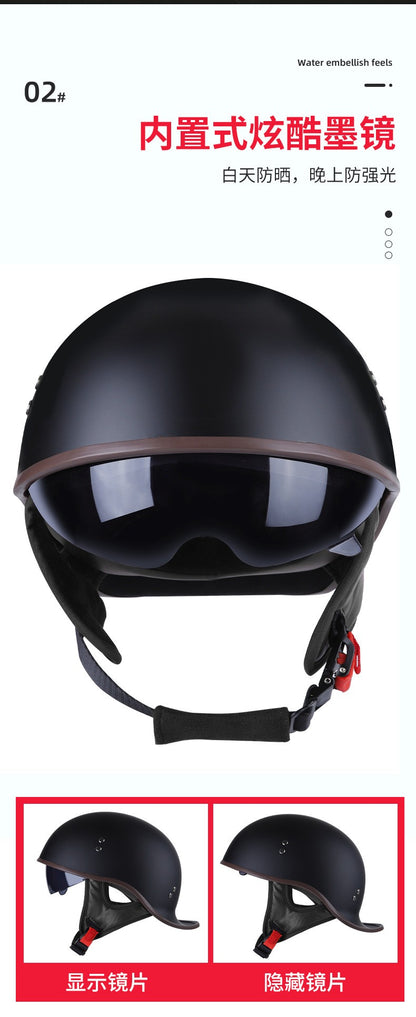 V Half-helmet for Harley Motorcycle Cocked Helmet Retro Helmet Lightweight Four Seasons Unisex Helmet Motorcycle Accessories