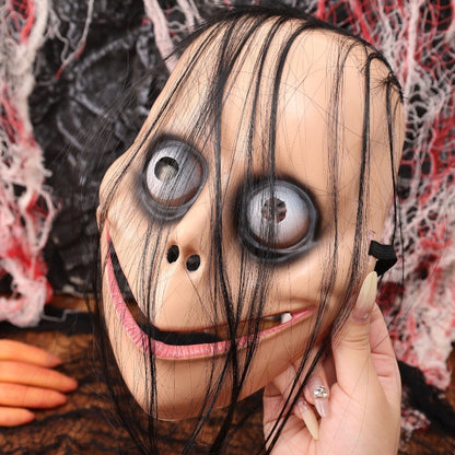 Funny Scary Halloween Mask Exaggerated Monster Face Mask Long Hair Spooky Cosplay Costume Accessory for Adults Party Deco Gift