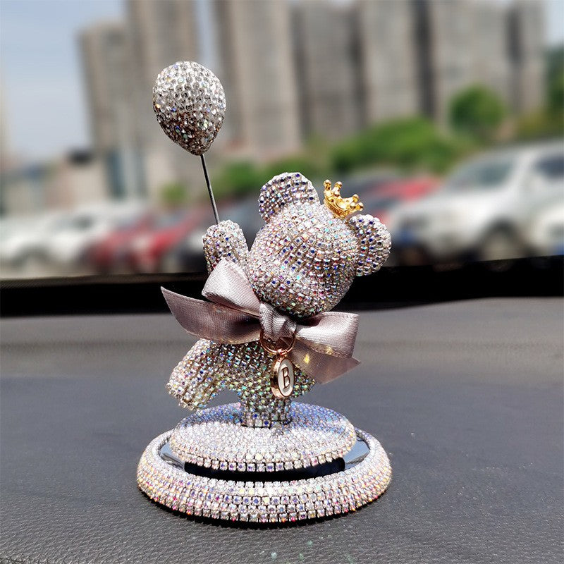 Nova Decoração de Interior de Carro Ornamento Fofo de Urso Balão de Desenho Animado Decoração Criativa de Personalidade com Diamantes para Console Central