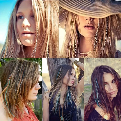 Faixa Sintética Estampada com Presilha Cabelo Colorido Longo Liso Pedaços de Cabelo com Presilha Extensões para Uso Diário ou Natal