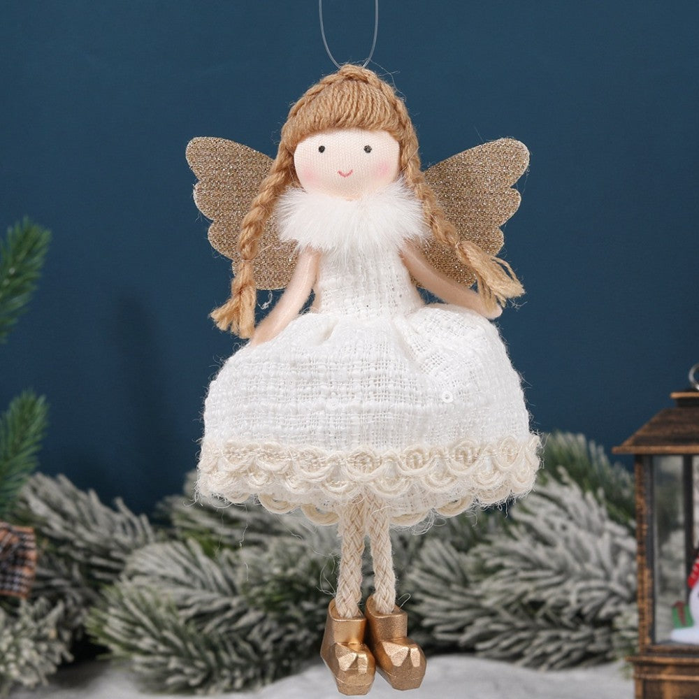 Christmas plush antlers angel girl pendant Christmas tree pendant creative doll pendant gift