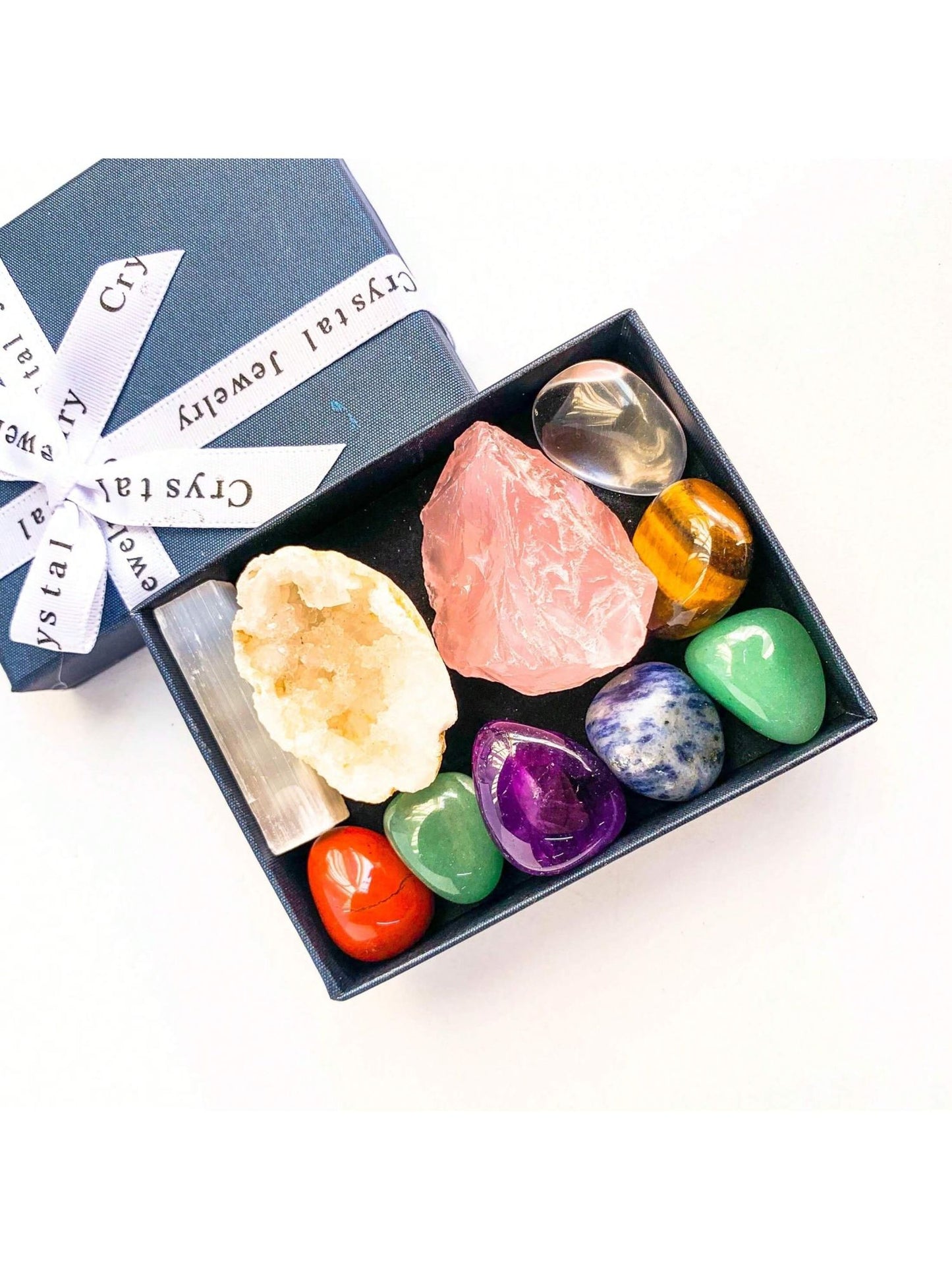 1box Natural Crystal Chakra Set - Amethyst Cluster Agate Cave Selenite Gift Set - Crystal Furniture Decoration Christmas Thanksg