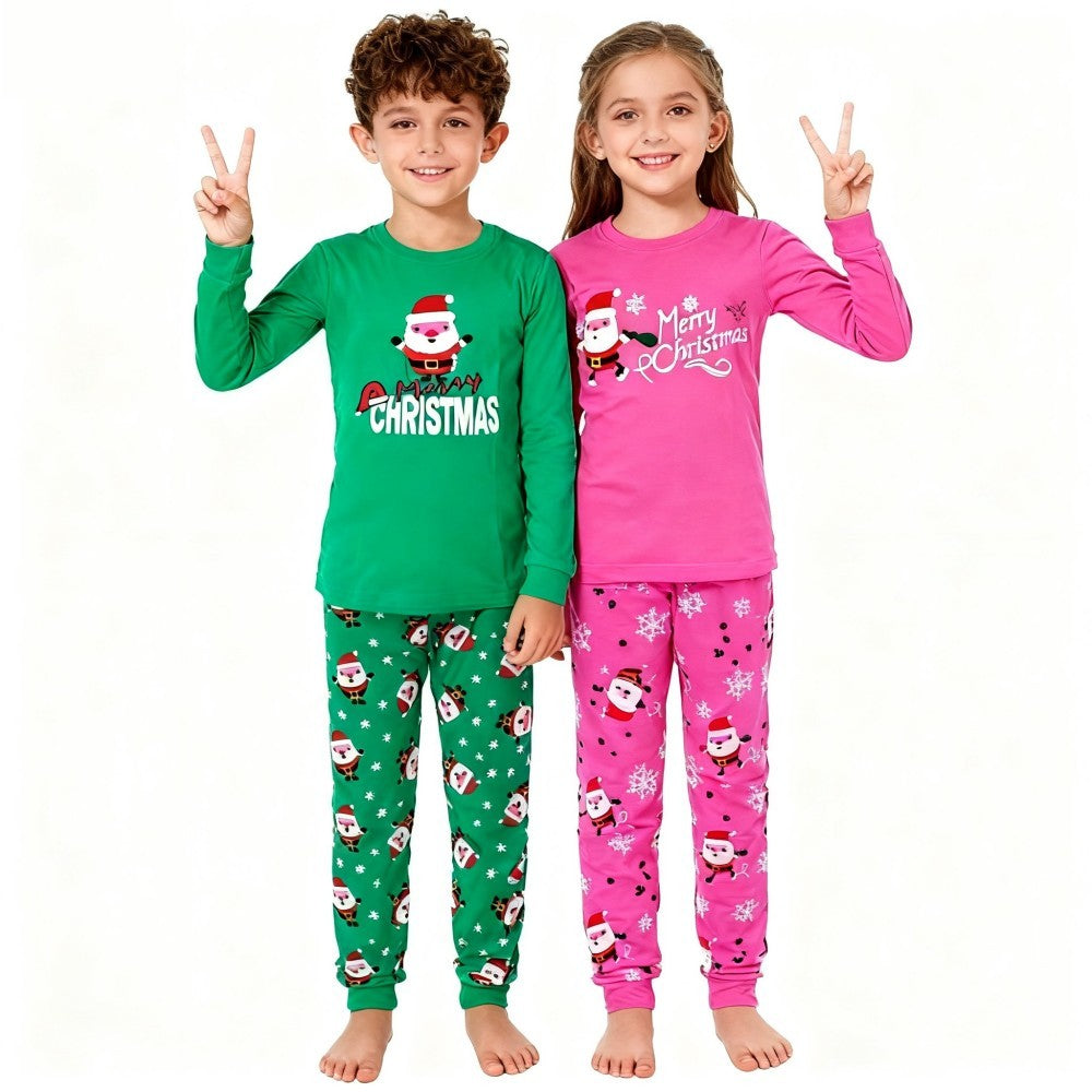 Kids Christmas Pajamas Sers Xmas pijama infantil meninas Sant Claus Boys Pyjamas Children's 2 pcs Long Sleeved Cotton Nightwear