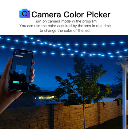 40M Led String RGB Light Smart Outdoor Festoon Party Leather Line IP65 Bluetooth Music Lamp String Fairy Lights Holiday Lighting