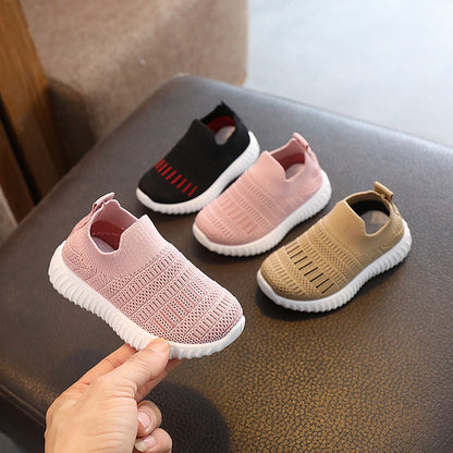 Size 20-31 Children Shoes Spring Autumn Kids Sneakers Soft Breathable Mesh Boys Slip-on Shoes Patchwork Color Girls Shoes
