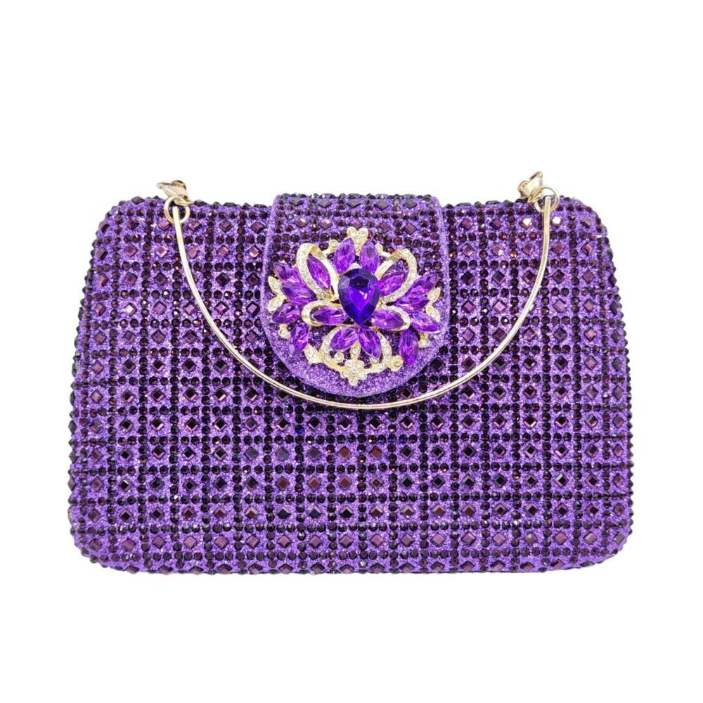 Sparkling Rhinestone Clutch Bag Lady Crystal Evening Purse Luxury Metal Handle Chain Handbag Wedding Party Dinner Diamond Bags