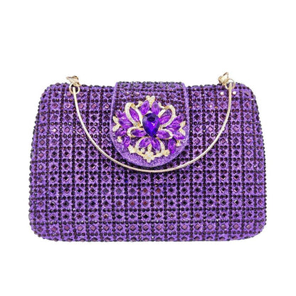Sparkling Rhinestone Clutch Bag Lady Crystal Evening Purse Luxury Metal Handle Chain Handbag Wedding Party Dinner Diamond Bags