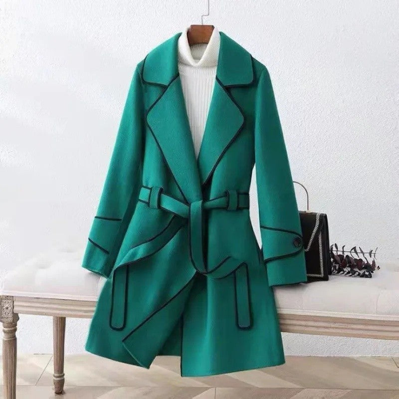 Double-Sided Woolen Coat Winter New Style Korean Version Cashmere Women's Mid-Length Fashionable Woolen Jacket Outerwear