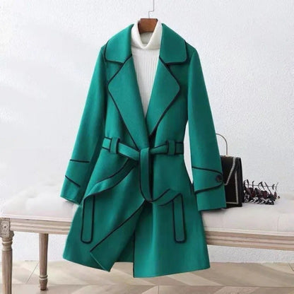 Double-Sided Woolen Coat Winter New Style Korean Version Cashmere Women's Mid-Length Fashionable Woolen Jacket Outerwear