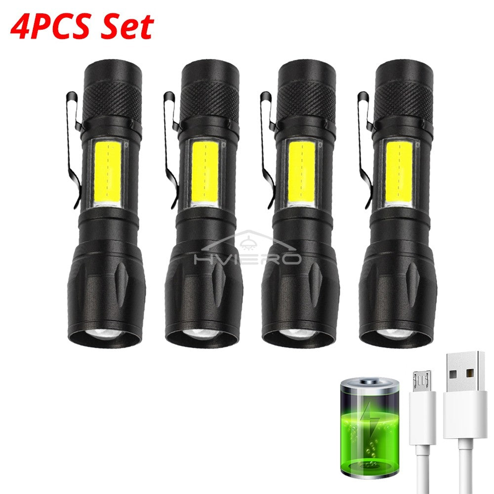 Flashlight Battery Charge Mini Led 3W Focus Adjustable Side Lamp Convenient Waterproof T6 Light Ultra Bright For Camping Hiking