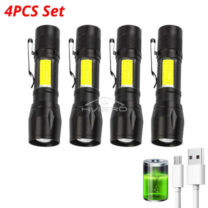 Flashlight Battery Charge Mini Led 3W Focus Adjustable Side Lamp Convenient Waterproof T6 Light Ultra Bright For Camping Hiking