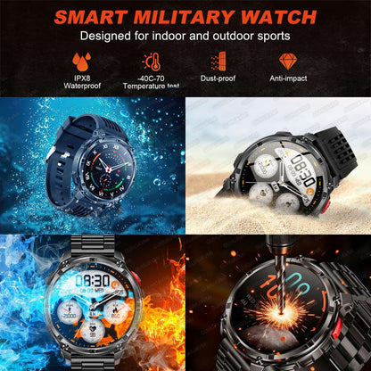 Smartwatch Masculino Externo Ultra Durável Bateria 1100mAh Relógio de Saúde Bússola Assistente de Voz Chamada À Prova D'água Esporte Smart Watch Masculino