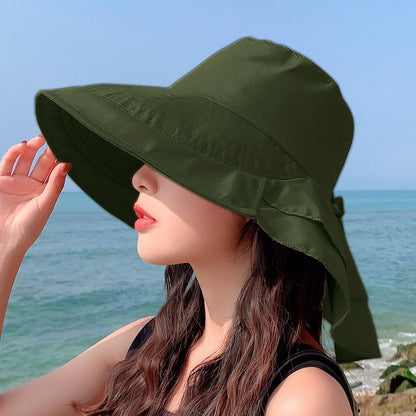 New Women's Summer Sun Hat With Neck Protector And Sunshade For Outdoor Cycling Trip Big-Brimmed Fisherman's Hat Hiking cap