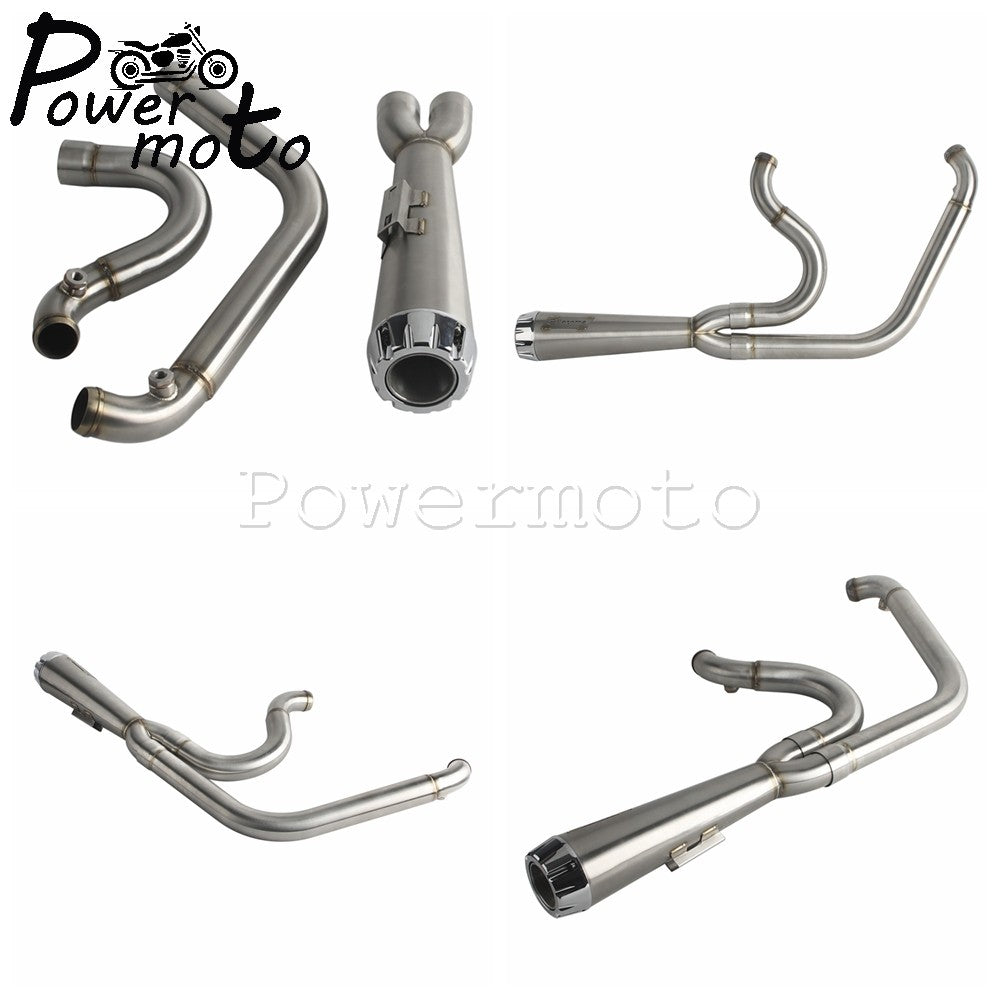 2-into-1 Full Systems Exhaust Motorcycle Complete Muffler For Harley  M8 Touring Road Glide CVO Street Electra Glide Road King