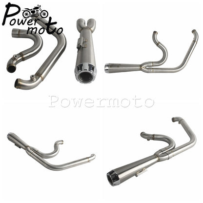 2-into-1 Full Systems Exhaust Motorcycle Complete Muffler For Harley  M8 Touring Road Glide CVO Street Electra Glide Road King