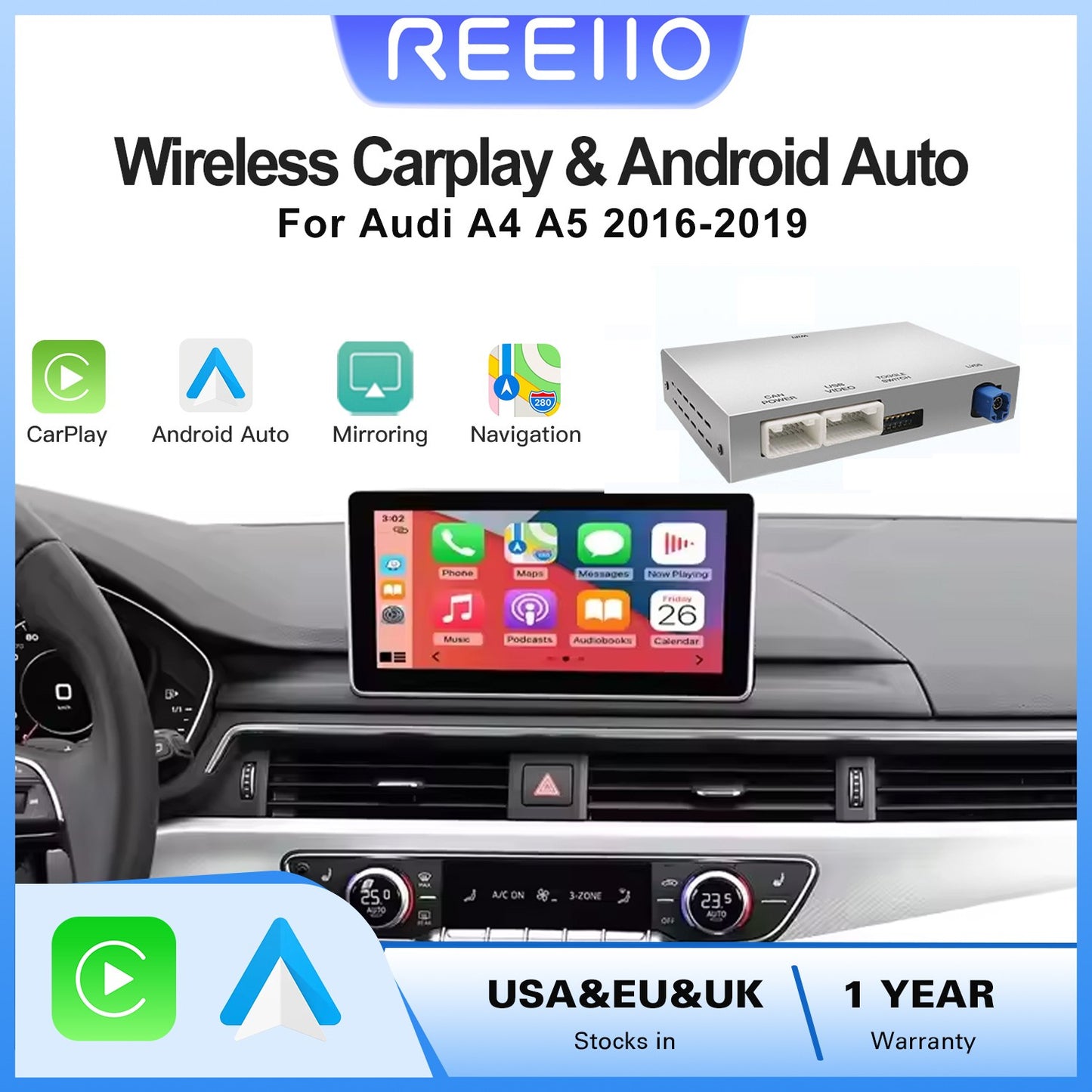 2025 New Wireless CarPlay for Audi A4 B9 A5 2016-2018 Android Auto  AirPlay Reverse Camera Multimedia Accessories