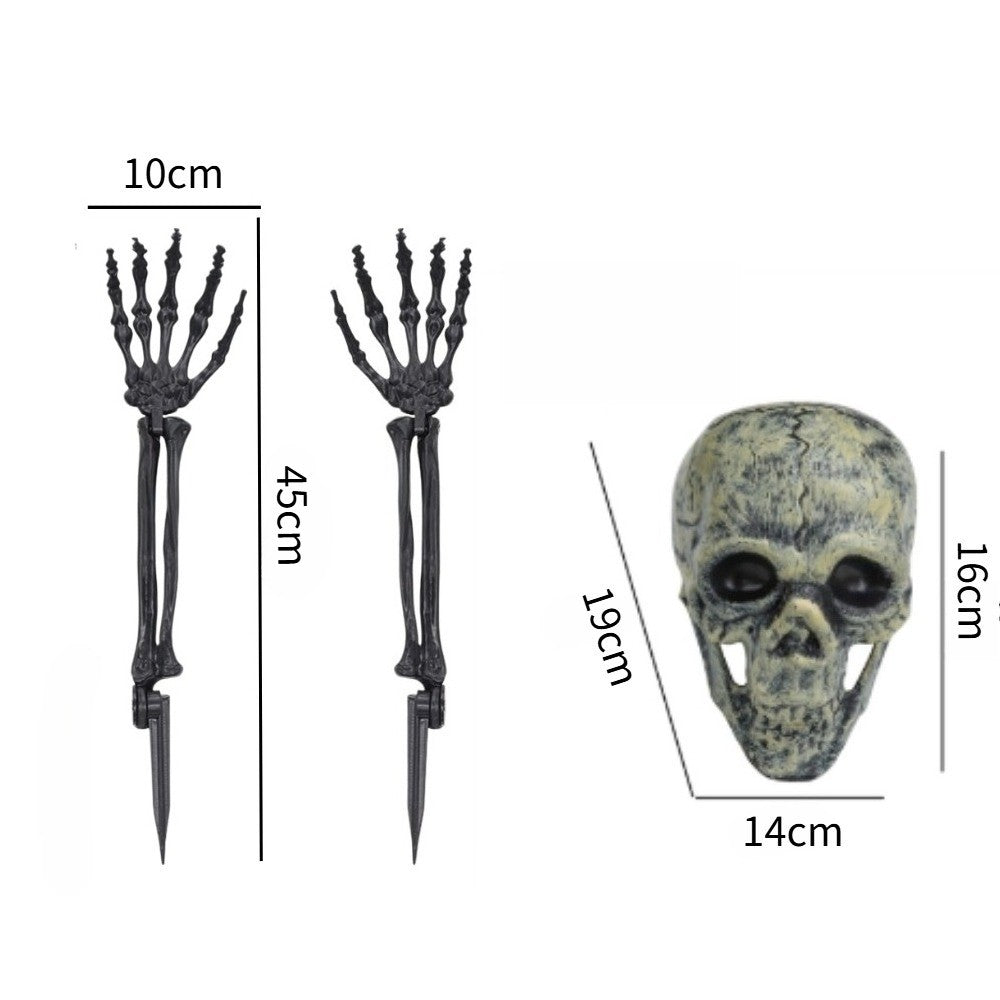 Halloween Skull Skeleton Head Realistic Human Hand Arms for Halloween Party Home Garden Lawn Decor Haunted House Horror Props