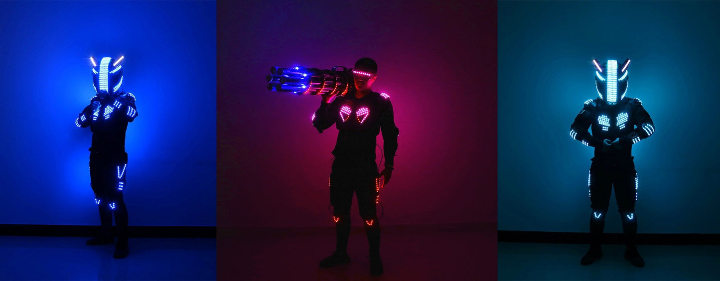 Men's Luminous Clothing Night Show Props Halloween LED Luminous Armor Stage COSPLAY Fluorescent Party Vest