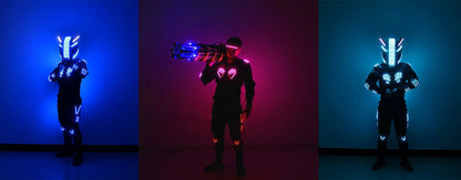 Men's Luminous Clothing Night Show Props Halloween LED Luminous Armor Stage COSPLAY Fluorescent Party Vest