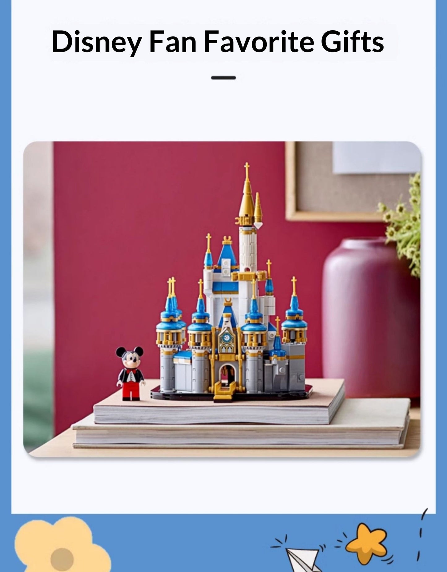 Brinquedo de bloco Lego 40478 mini castelo Disney enfeite de decoração de mesa de brinquedo presente para meninos e meninas
