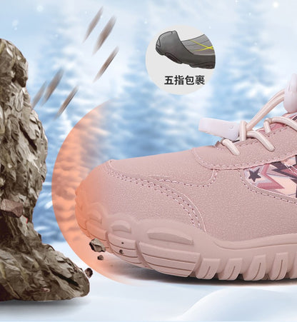 Waterproof Kids Barefoot Snow Boots 2025 New Wide Toe Winter Warm Fur Lined Shoes for Boys Girls Cold Weather Outdoor Sneakers