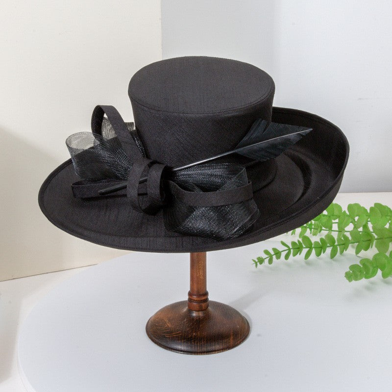 Fashion Luxury Feather Tea Party Church Photography Hat Elegant Flower Female Wide Brim Banquet Fascinator Wedding Formal Hats