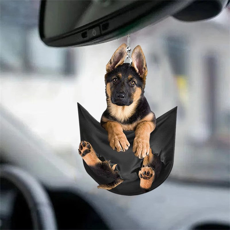 Plush Puppy Rearview Mirrors Pendant Car Hanging Ornaments Auto Interior Hanging Decoration for Car Funny Toy Gift for Men Women