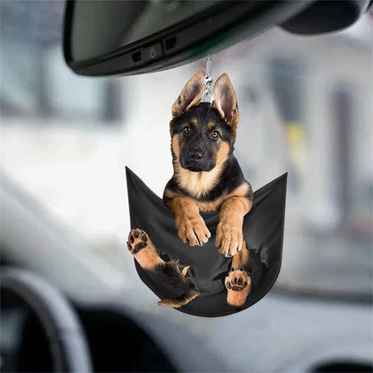 Plush Puppy Rearview Mirrors Pendant Car Hanging Ornaments Auto Interior Hanging Decoration for Car Funny Toy Gift for Men Women