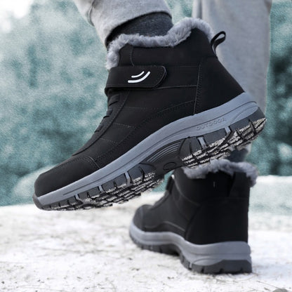 Botas de Neve Masculinas Casuais de Inverno Plataforma Antiderrapante Botas de Tornozelo Quentes de Pelo Coturno de Pelúcia para Combate Caminhada ao Ar Livre Motocicleta