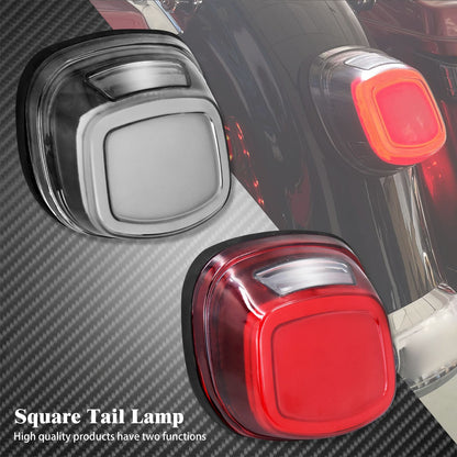 Luz traseira de LED 12V para motocicleta, lente fumê/vermelha, luz de freio, placa de licença, lâmpada traseira para Harley Dyna Touring Sportster Wide Glide