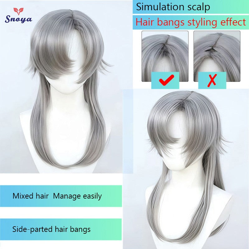 Snoya Versatile Long Synthetic Wolf Tail Cosplay Wig Suitable for Cosplay Parties Halloween Gaming And Anime Red Purple Yellow