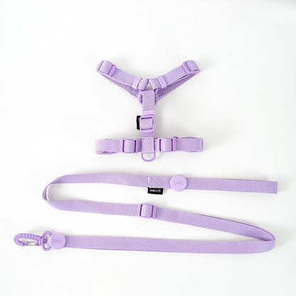 Conjunto de Coleira e Guia Ajustável para Cães Cor Macaron, Acessórios Reflexivos para Cães Pequenos para Filhotes e Gatos, Passeio com Animais de Estimação