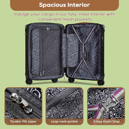 Conjunto de malas Joyway 3/5 peças pretas, malas expansíveis de 20/24 polegadas, porta-copos, trava TSA, rodas antiderrapantes, leves e duráveis