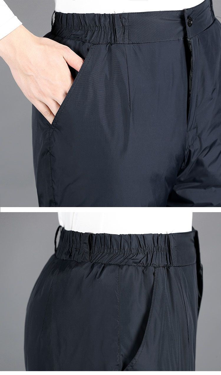 Calça Masculina Grossa de Inverno Corta-vento Quente Reta Acolchoada Algodão Elástico Forrada de Lã para Uso Externo