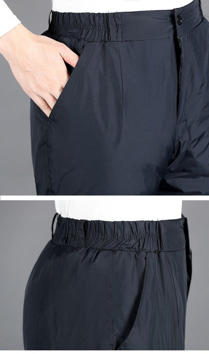 Calça Masculina Grossa de Inverno Corta-vento Quente Reta Acolchoada Algodão Elástico Forrada de Lã para Uso Externo