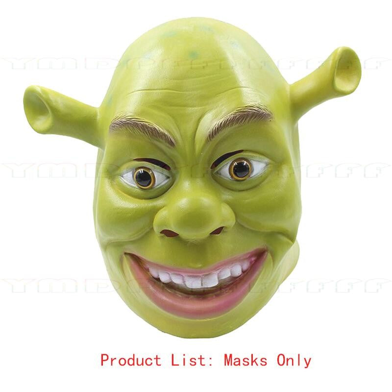Movie Green Monster King Shrek Cosplay Mask Headset Gloves Halloween Makeup Ball Party Funny Adult Latex Cartoon New