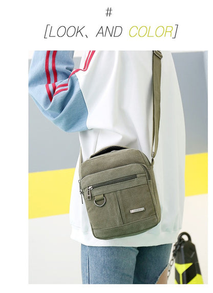 Canvas Shoulder Bag Men's New Korean Style Canvas Messenger Bag Outdoor Leisure Travel Portable Shoulder Bag Purse Handbag