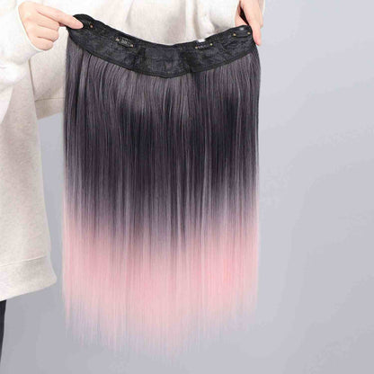 Extensões de Cabelo Sintético em V de uma Peça com 4 Clips Cabelo Liso Longo Peruca Cor 50CM Cabelo Falso Natural