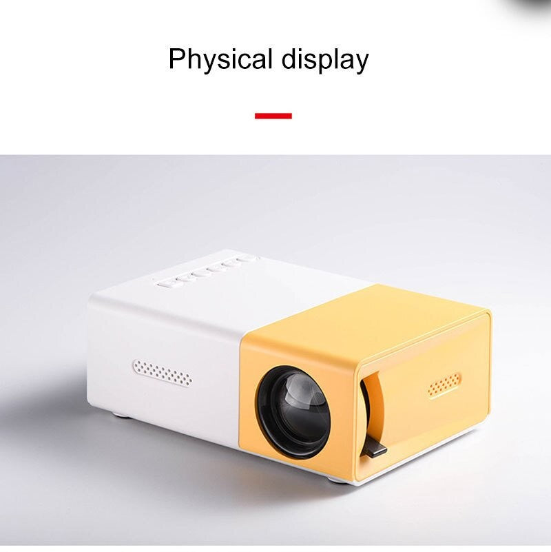Mini projetor portátil YG300 com suporte a memória de ultra-alta definição para HDTMI, USB e SD, para cinema ao ar livre e projeção de home theater