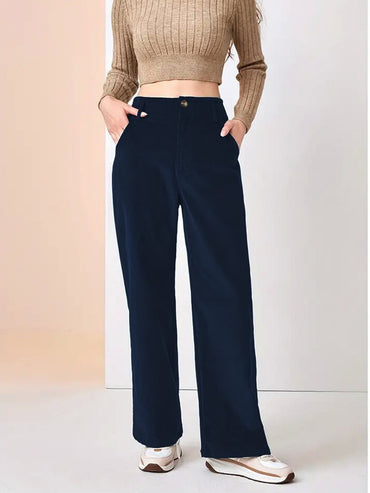 High Waisted Slimming Casual Straight Leg Solid Color Pants For Women Comfortable Straight Tube Trousers Autumn Ladies Commute